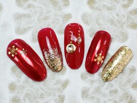 赤ミラークリスマスネイル