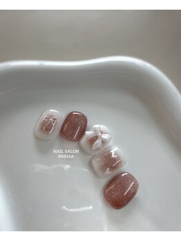NAIL SALON -PREMA-/ホワイトリボン+フラッシュラメ