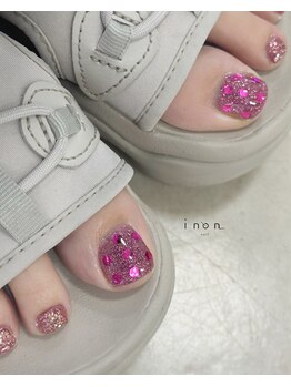 イノン ネイル(inon nail)/フット/キラキラ/ピンク/ラメ