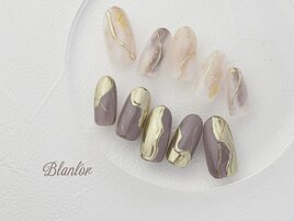 秋色ニュアンス曲線アートネイル
