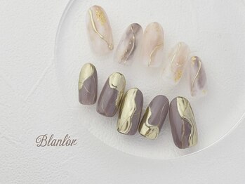 ネイルサロン ブランロール 三軒茶屋店(Blanl'or)/秋色ニュアンス曲線アートネイル