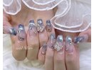 水色マグネット 夏ネイル