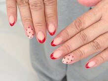 ワンアンドオンリー(One&Only)/赤フレンチ×ハートホロドット