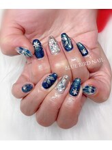 ブルーバードネイル(Blue bird nail)/ネイビークリスマスnail