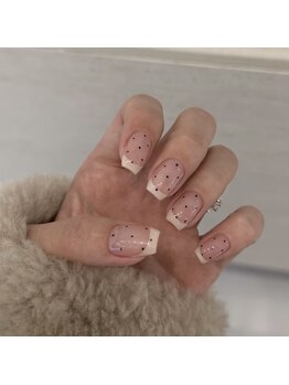 透明感フレンチ×ドット