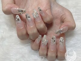 ラメグラデーション＋パーツ