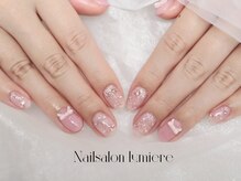 リュミエール(Lumiere)/キラキラピンクリボンネイル