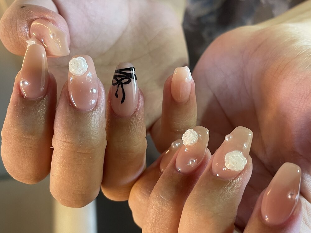 23))ストーンネイル フレンチガーリー ニュアンス バレエコア  