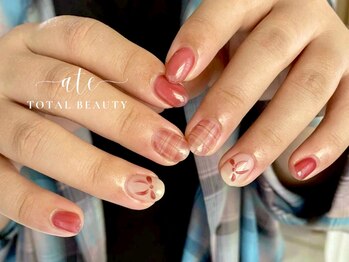 アテ(ate)/赤チェック×リボン