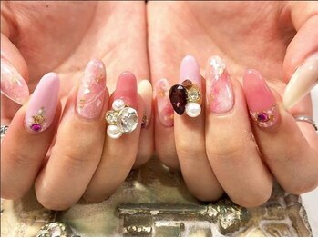 ネイルサロン ティディ(TIDY)/ピンク大理石/アートし放題