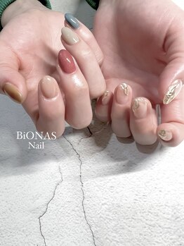 ビオナス 苫小牧店(BiONAS)/くすみカラーア＋アクセントnail