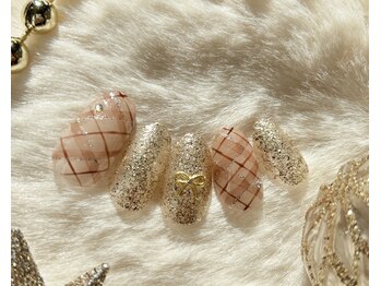 エクラ(eclat)/ブラウンチェック×リボン