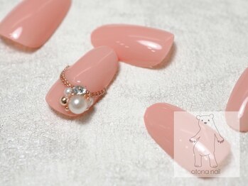 オトナネイル(otona nail)/ピンクゴールドとパールビジュー
