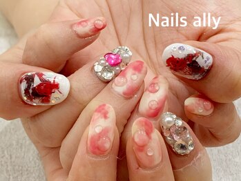 ネイルズアリー 立川店(Nails ally)/桃ネイル×ネイルプリンター×夏