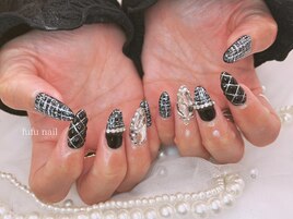 ブラックツイードネイル