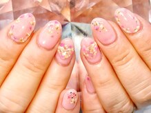 ネイルサロン シェル(Nail Salon SHELL)/フラワーぷっくりハートネイル♪