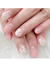 アップネイル/お花ホログラムネイル