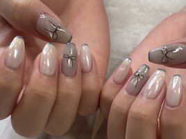 ブルーグレーリボンネイル