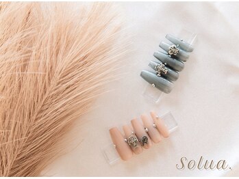 ソルア(solua.)の写真/ーNEW OPENー長さ出しで整うフォルム。シルバークロスで仕上げる都会的ネイル♪*・