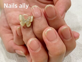 ネイルズアリー 立川店(Nails ally)/バタフライ×スキニーフレンチ