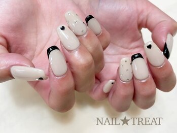 ネイルトリート 茨木駅前店(NAIL TREAT)/黒フレンチ