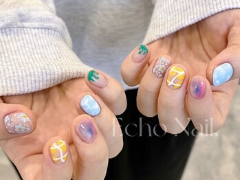 エコー(Echo)の写真/【渋谷5分】究極の"好きなもの"がぎゅっと詰まったNailに♪繊細アートやキャラネイルもお任せ下さい◎