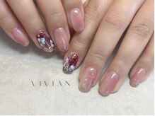 ヴィヴィアン ネイル(Vivian nail)/桜ネイル　ピンク　インクネイル