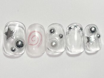 ネイルメゾン 渋谷店(NAIL MAISON)/ぐるぐる星スタッズ￥4500