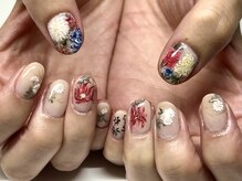 人気の和風ネイル、自分だけの手描きネイルで和装、成人式にも♪