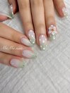 HAND ドット×フラワーネイル♪