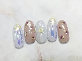 ラベンダーおしばなネイル