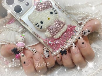 ネイルアンドまつげエクステ リッチエイト 原宿店(Rich8)/ヒョウ柄ネイル＋キティパーツ