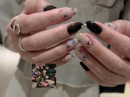 秋冬ネイル　お花　錦糸町