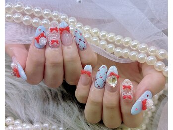 ネイル アリーズ セカンド(nail Allies 2nd)/フレンチガーリー 水色 赤