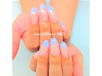 キャンアイドレッシー ニジ(Can I Dressy NIZI)/フレンチネイル/くすみブルー