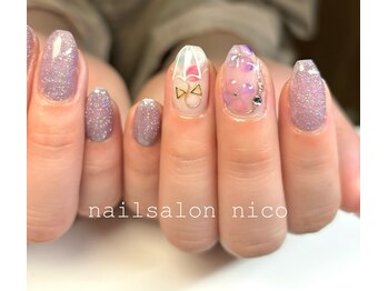 紫陽花+傘ネイル