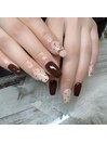ドット×リボンネイル