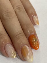ネイルキュート アンド クールラッシュ 亀有店(nailcute & CoolLash)/オレンジニュアンスネイル