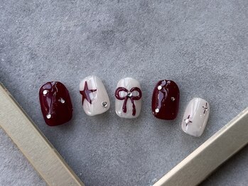 つめノさき/ぷっくりリボンネイル