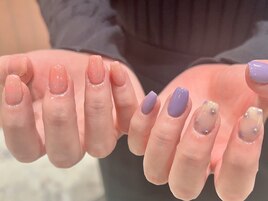 チェック×小花