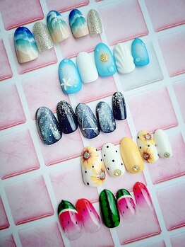 ネイルステーション ブルー(Nail Station BLUE)/7月8月　定額デザイン　6500