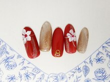 ネイルライフ(NailLife)/手描きフラワーニュアンスカラー