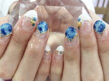 ネイルサロン 爪吉/ブルータイダイ☆フレンチ