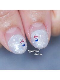 雪だるま丸フレンチネイル