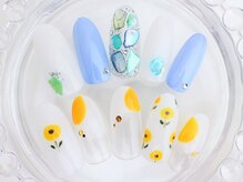 ネイルサロン あかねいろ/春夏　シェル　手描クリアネイル