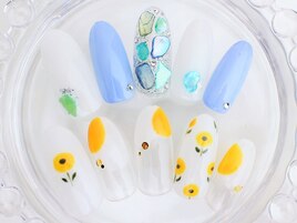 春夏　シェル　手描クリアネイル