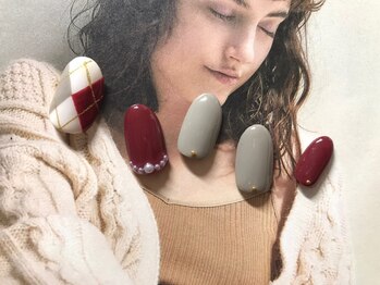 ネイルアンドアイラッシュサロン エスポアール(nail&eyelash salon espoir)/アーガイル柄ネイル 75分コース