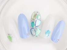 ネイルサロン あかねいろ/春夏　紫陽花シェル　ネイル