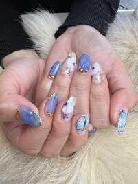 春の手書きアートネイル