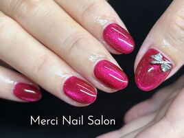 赤色★水光マグネットネイル